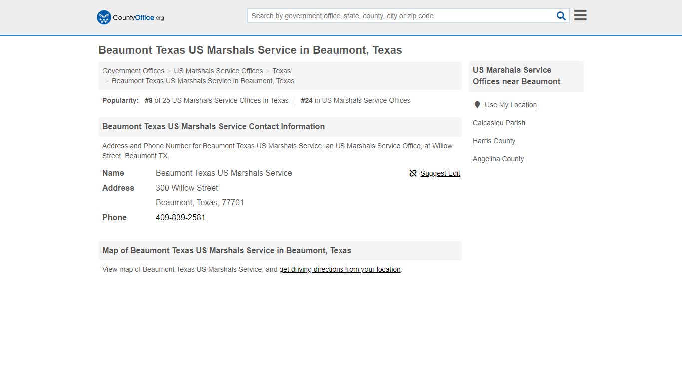 Beaumont Texas US Marshals Service - Beaumont, TX (Address ...