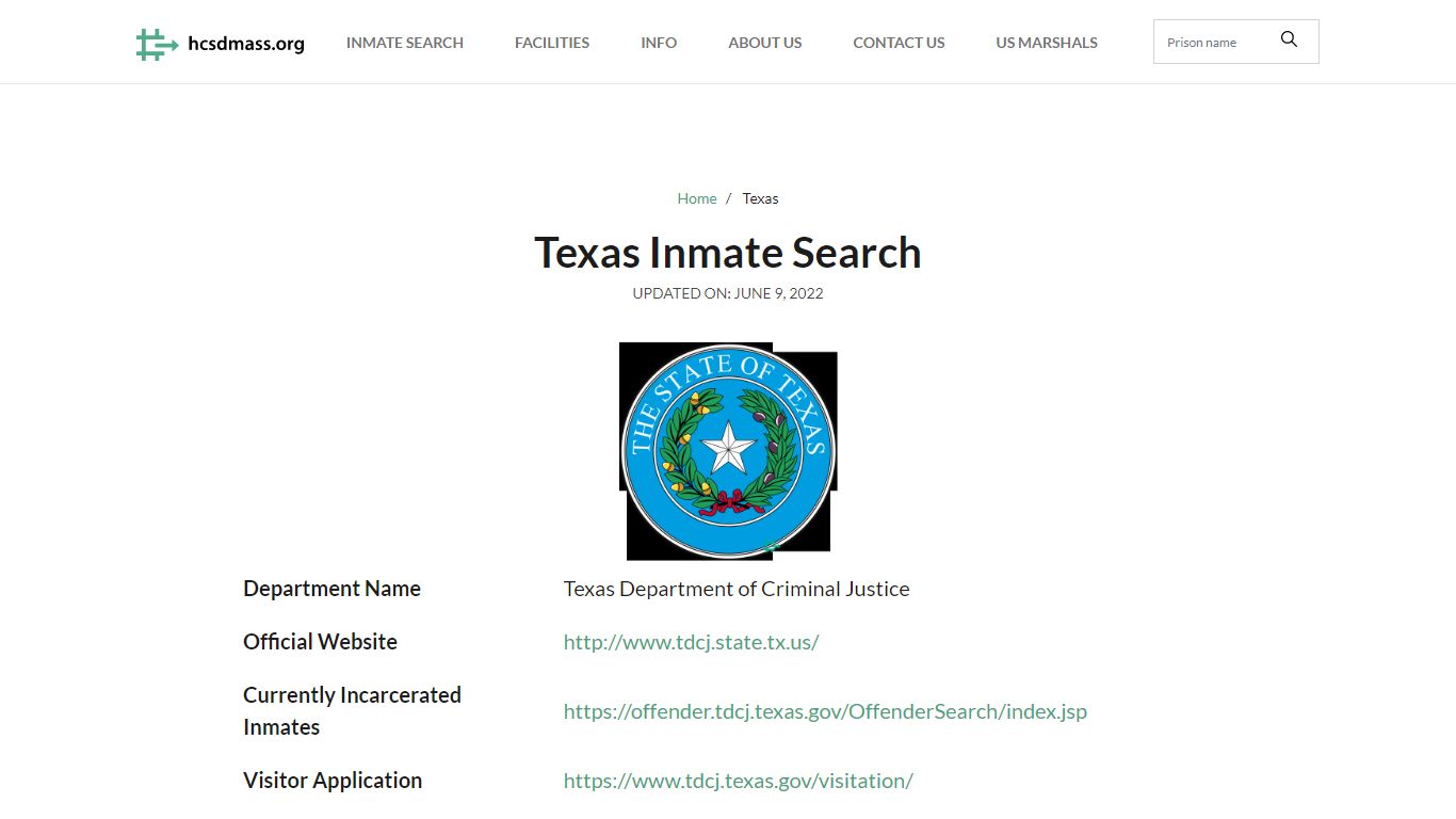Texas Inmate Search – Texas Department of Criminal Justice ...